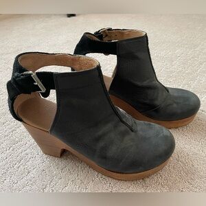 Free People Black Leather and Suede Clogs